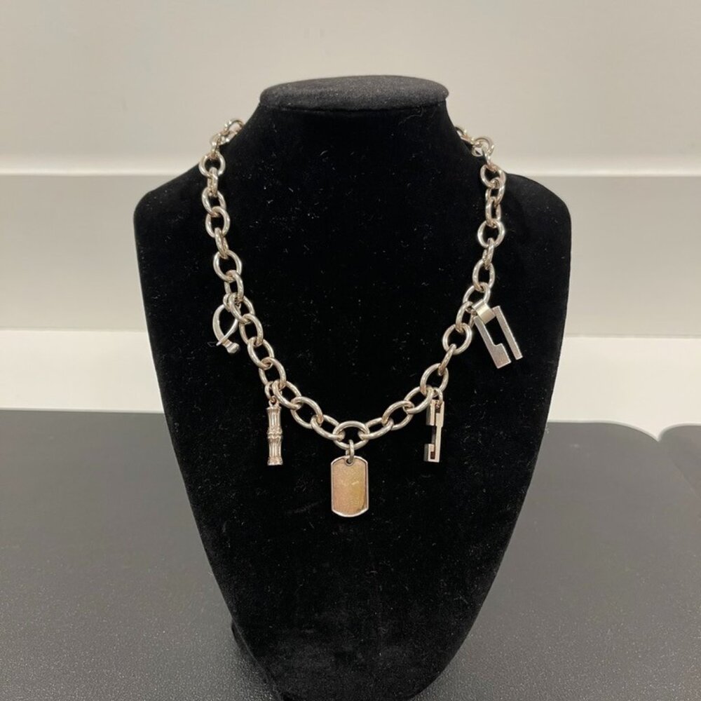 Gucci Sterling Silver Charm Necklace. (172836)
